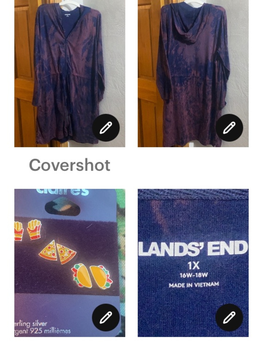 Lands End💜💙1X jacket+🍕🌮🍟 925 studs